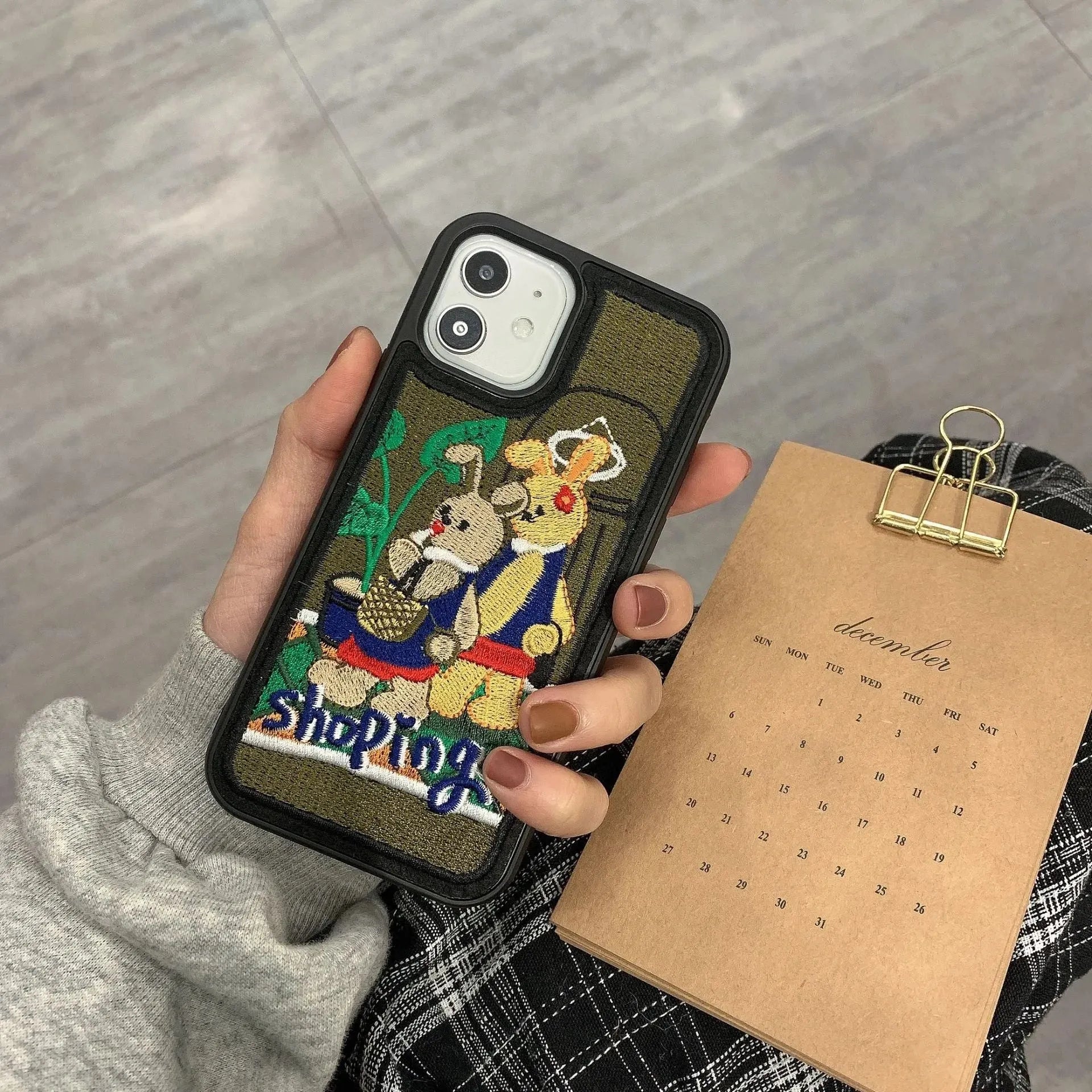Heavy Industry Embroidery Milk Tea Protective Cover - Bellarte Enchanté Heavy Industry Embroidery Milk Tea Protective Cover